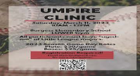 Umpire Clinic - Saturday, March 11, 2023 10AM -12PM